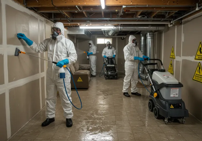 Basement Moisture Removal and Structural Drying process in Florala, AL